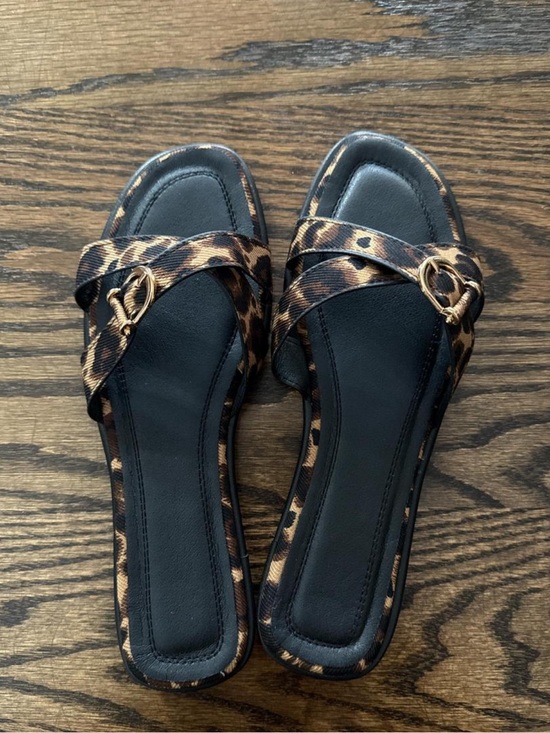SHEIN Shoes - Leopard Print Slide Sandals with Gold buckle Accent - Women